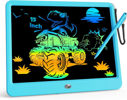 KOKODI 12 Inch LCD Writing Tablet with Anti-Lost Stylus, Erasable Doodle Board Colorful Toddler Drawing Pad, Car Travel School Games Toys for 3 4 5 6 7 8 Kids, Birthday Gift for Girls Boys Adults Blue