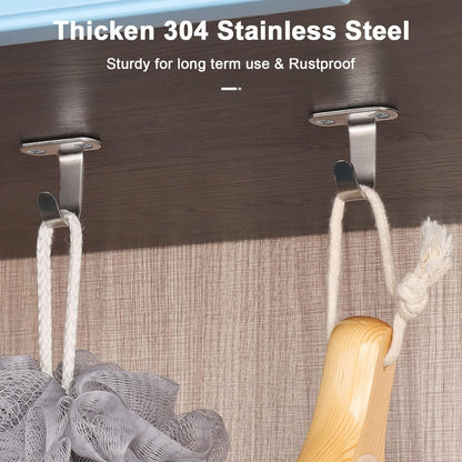 NearMoon Stainless Steel Screw Mounted Ceiling Hooks, Under-Shelf Towel/Robe Clothes Hook Heavy Duty Coat Hanger for Bathroom Kitchen Cabinet Garage, 10 Pack (Matte Black)