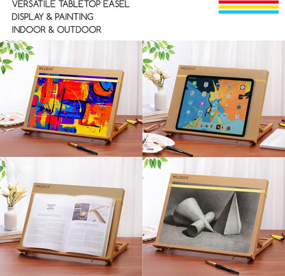 MEEDEN Extra Large(20"x 30") Wooden Tabletop Easel for Painting, 5-Position Adjustable Drawing & Sketching Board, Portable Beechwood Desktop Art Easel Stand for Adults, Artists, Beginners & Student