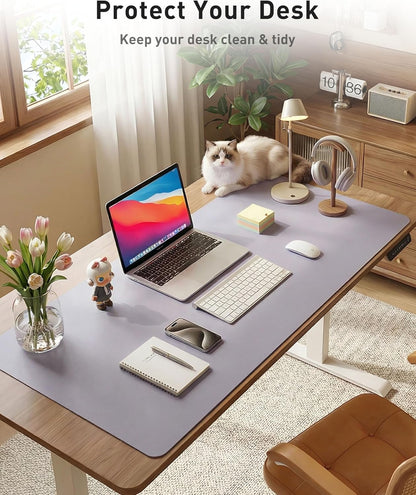 Aothia Leather Desk Pad Protector, Mouse Pad, Office Desk Mat, Non-Slip PU Leather Desk Blotter, Laptop Desk Pad, Waterproof Desk Writing Pad for Office and Home (Brown,23.6" x 13.7") - Colors B