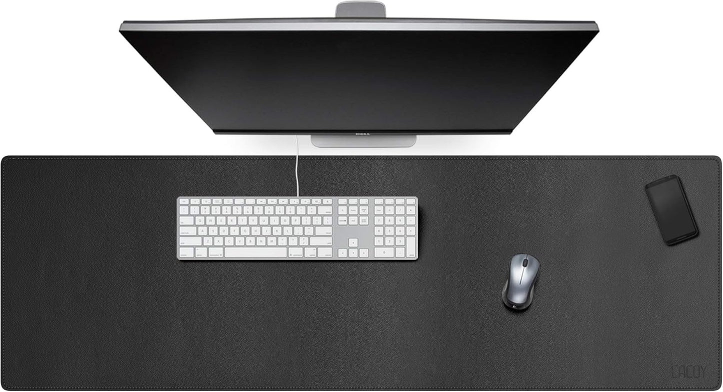 Cacoy 36" x 20" Leather Desk Mat for Home Office, Extra Large PU Leather Desk Pad Blotters, Waterproof Computer Keyboard Mat, Extended Gaming Mouse Pad, Desk Protector for Desktop and PC Laptop, Black