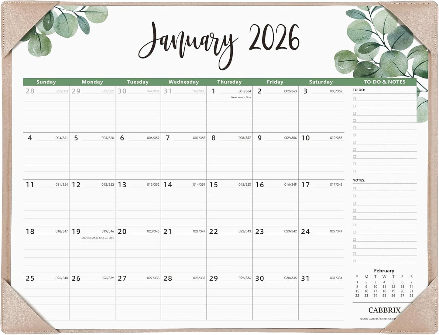 Large Desk Calendar 2026 with Desktop Mat, Cabbrix Desk Pad Calendar 22 x 17 Inch Covering January 2026 to June 2027, Desk Blotter Calendar 2026 for Home School and Office