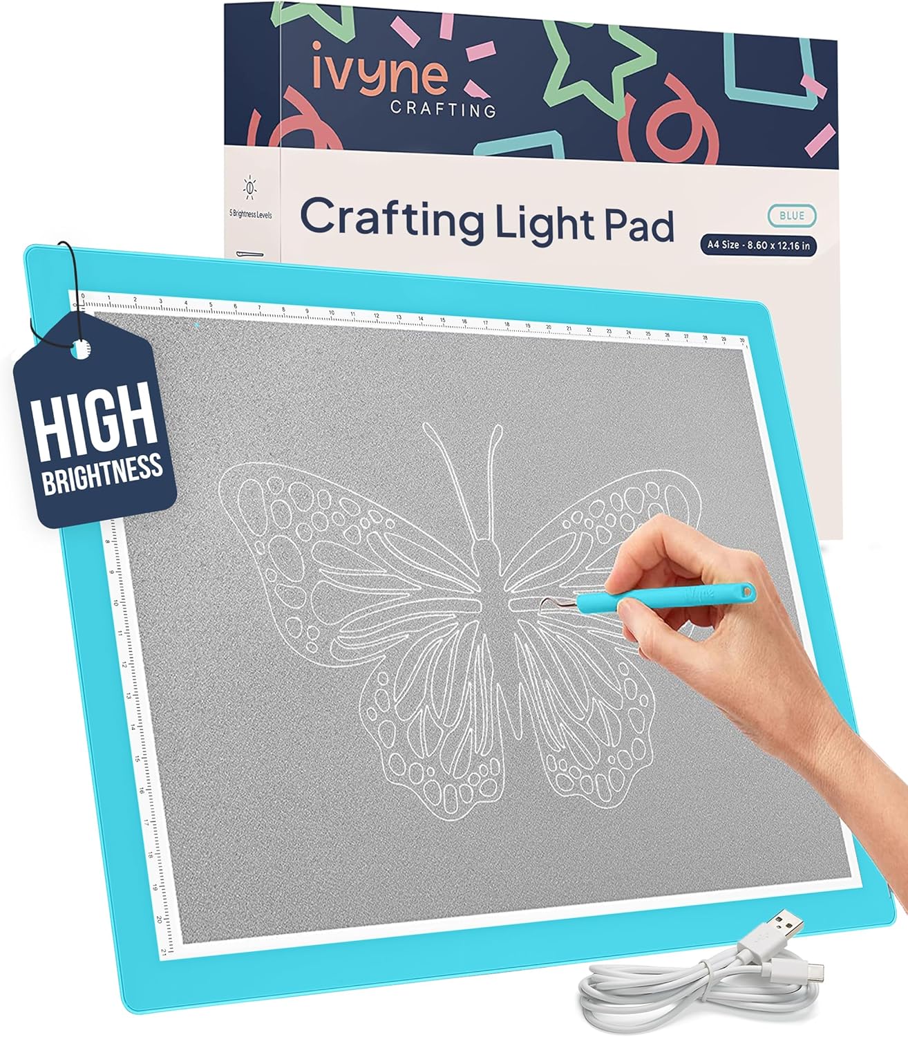 iVyne Rechargeable A4 Light Pad for Tracing & Weeding - LED Light Board for Weeding Vinyl - for Cricut Vinyl Weeding Tools - Ultra-Thin & Portable - Perfect for Artists & Crafters - Pink