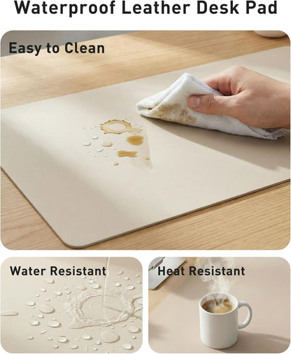 Aothia Leather Desk Pad Protector, Mouse Pad, Office Desk Mat, Non-Slip PU Leather Desk Blotter, Laptop Desk Pad, Waterproof Desk Writing Pad for Office and Home (Brown,23.6" x 13.7") - Colors A