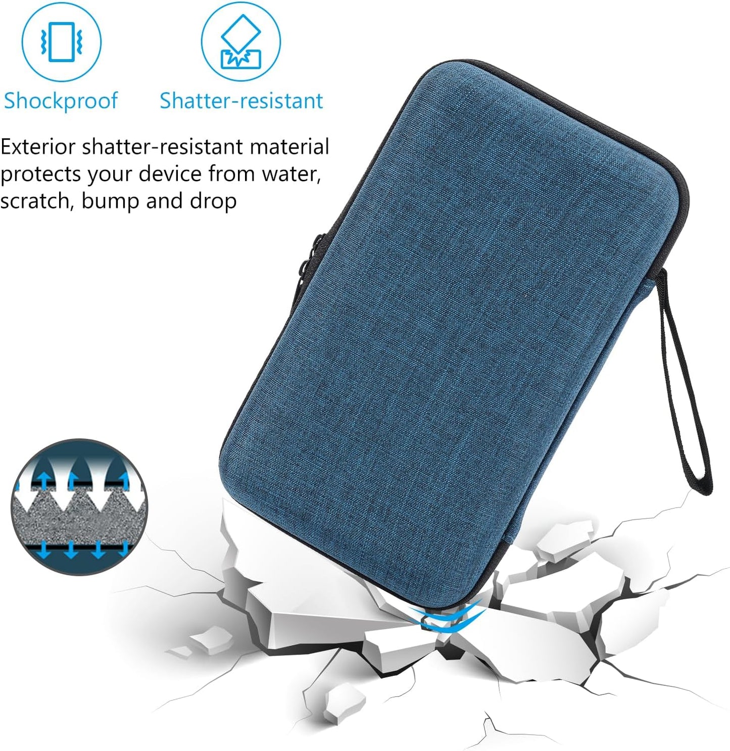 ProCase Large Hard Travel Electronic Organizer Case for MacBook Power Adapter Chargers Cables Tech Organizer Hard Drive USB Flash Disk SD Card Portable Electronics Accessories Bag -Black