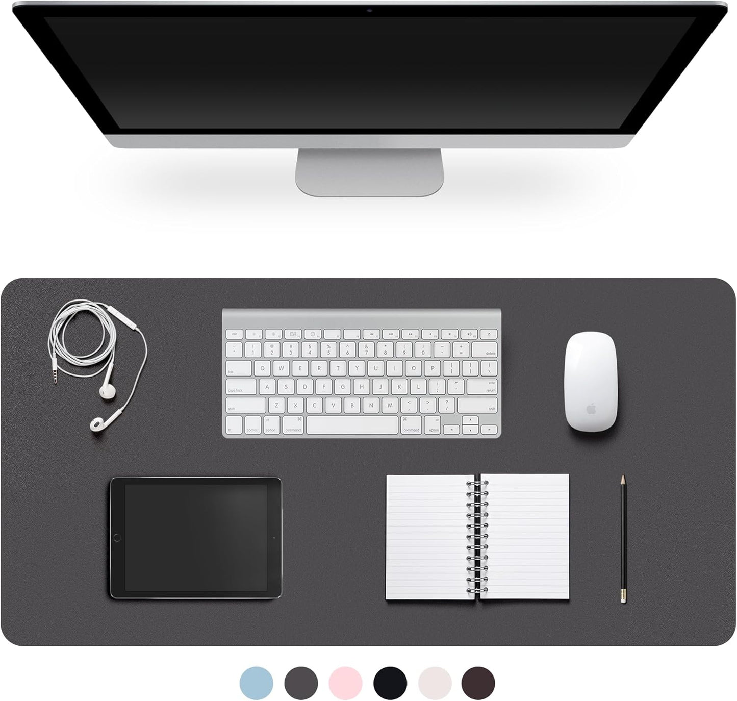 Leather Desk Pad Protector,Non-Slip Desk Pad,on-Slip PU Leather Large Mouse Pad,Easy Clean Desk Protecor Mat,Writing Pad for Office Work/Home/Decor(Black, 23.6" x 13.7")