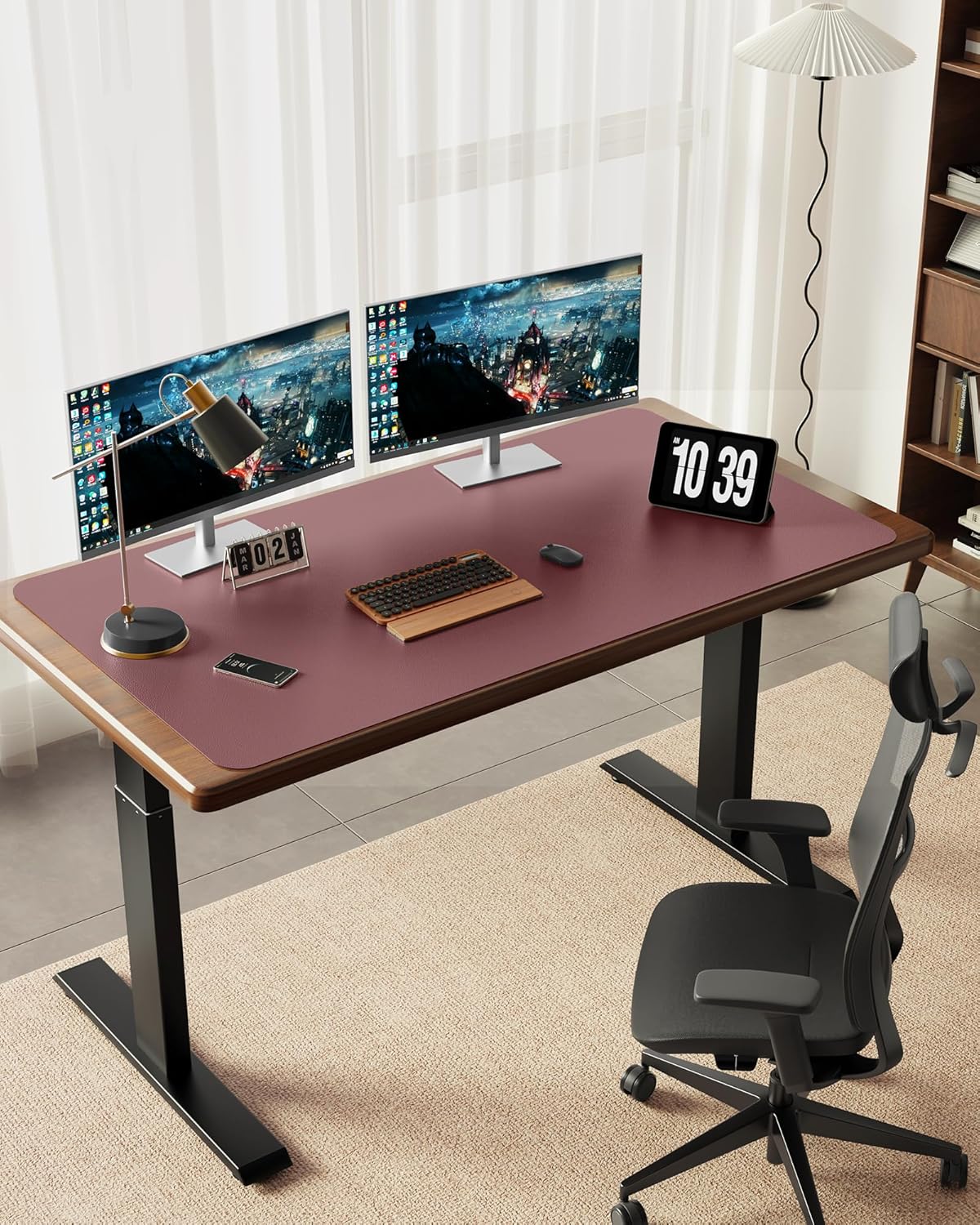YSAGi 35.4" x 17" Large PU Leather Desk Mat for Keyboard and Mouse - Waterproof Non-Slip Desk Pad Protector for Office, Home, Writing Desk, Black