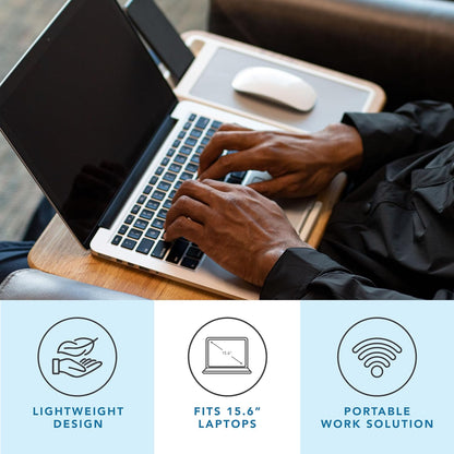 LAPGEAR Home Office Lap Desk with Device Ledge, Mouse Pad, and Phone Holder - Black Carbon - Fits up to 15.6 Inch Laptops - Style No. 91588