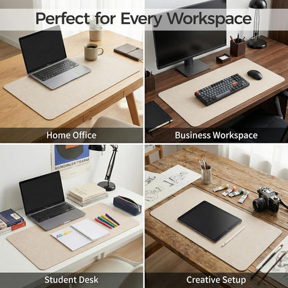 Premium Faux Leather Desk Mat & Tray Set，Innovative Cork-Look Printed Base，Gift Tube Packaging，Full-Desk Coverage，Non-Slip Desk Pad for Office Home（Olive Green）