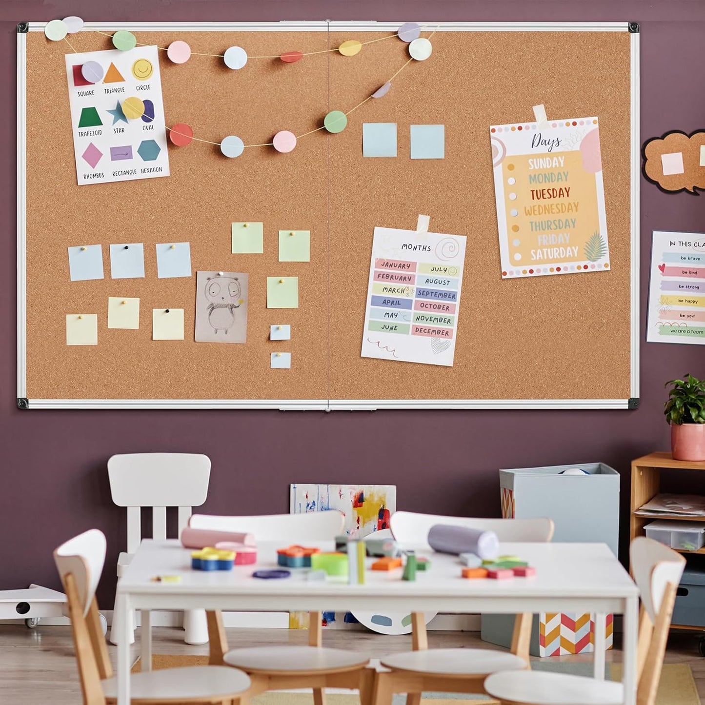 Bulletin Board 36 x 48, Silver Aluminium Framed 4x3 Large Wall Mounted Cork Office Notice Pin Board