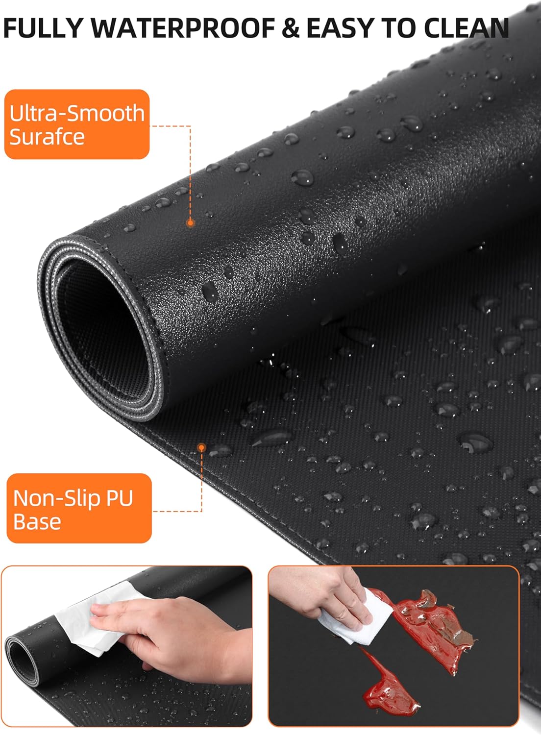 TopMade Mouse Pad with 15W Wireless Charging, XXL Large Leather Desk Mat, Waterproof Gaming Mousepad Home Office Desk Pad Protector, Computer Keyboard Pad, Mouse Mat for MacBook, PC, Laptop, Black