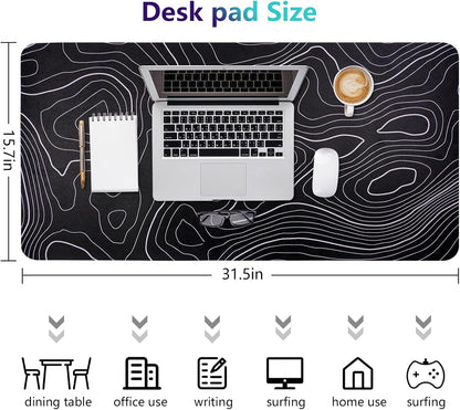 Dual-Sided Desk Pad, Large Mouse Pad - Natural Cork & PU Leather Non-Slip Waterproof Desk Mats for Office and Home (Blue, 31.5" x 15.7")