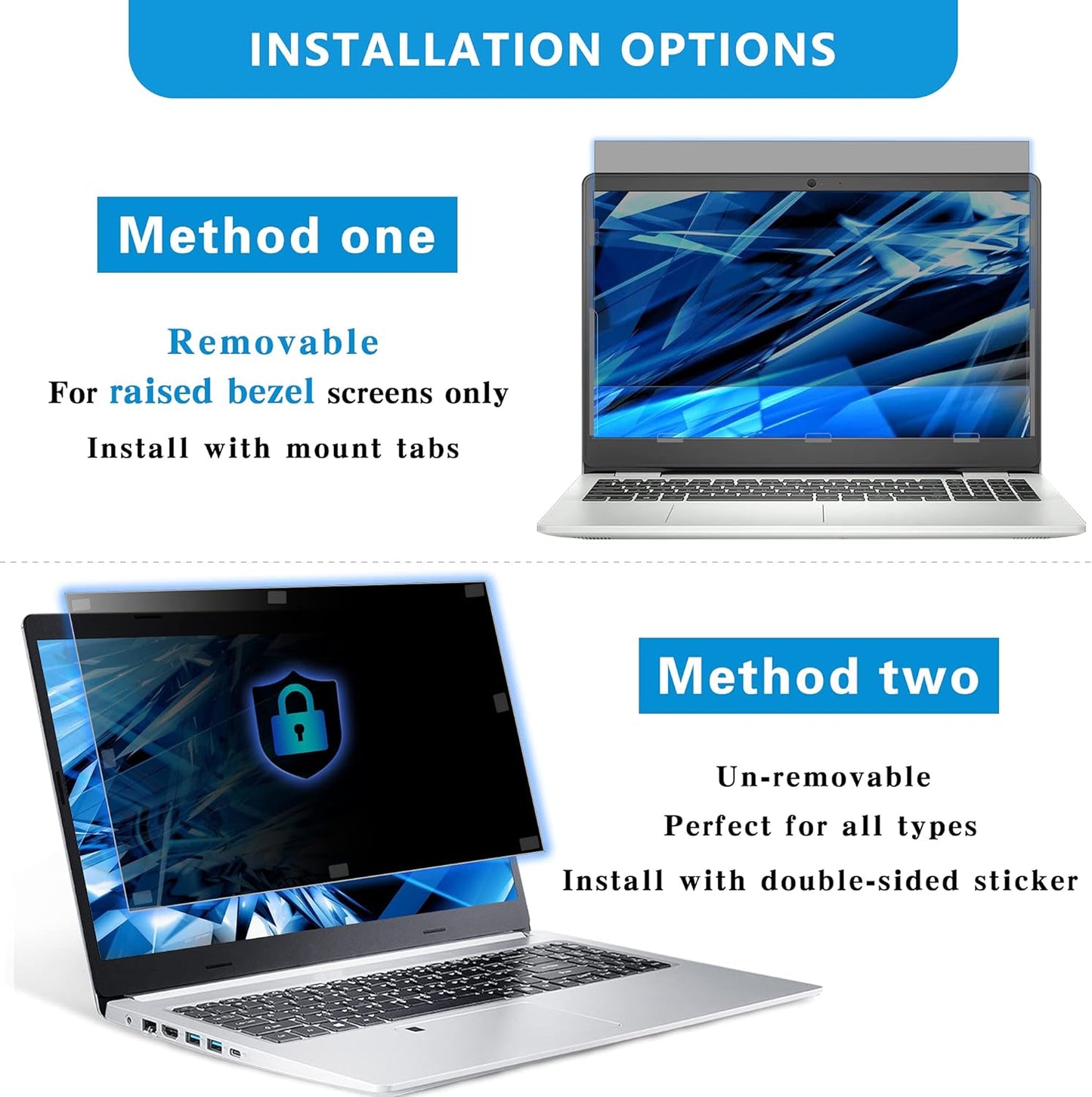 [2 Pack] 27 Inch Computer Privacy Screen , 16:9 Aspect Ratio Monitor Privacy Filter with Anti-Glare, Anti-Blue Light & Anti-Spy Protection, Removable Anti-Scratch Screen Protector for 27-Inch Widescreen Monitors
