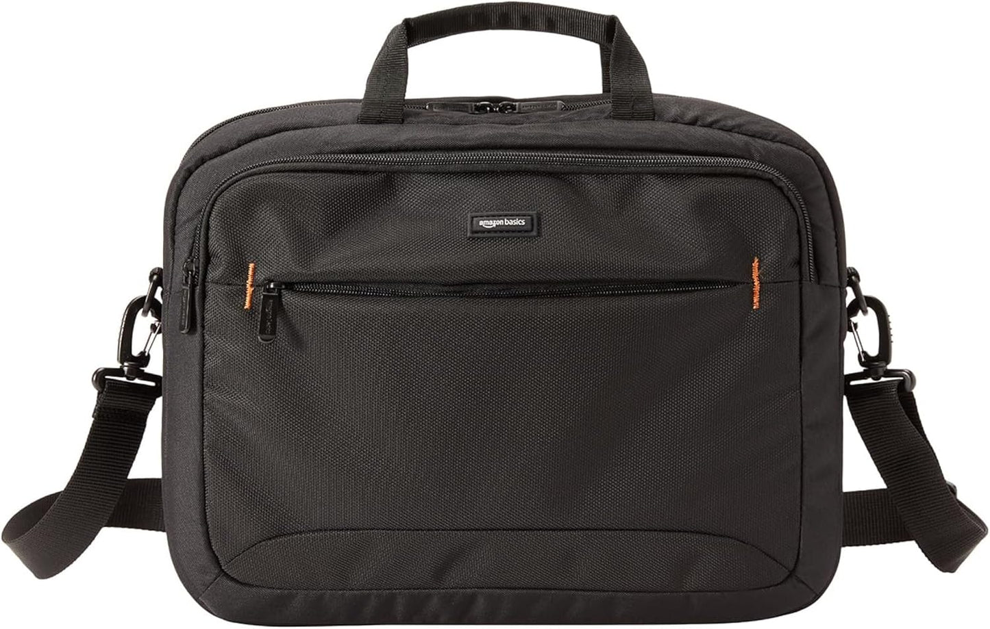 Amazon Basics Laptop Tablet Carrying Case with Shoulder Strap and Grab Handles, 14-inch, Black, Compartments for Storage