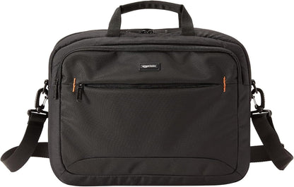 Amazon Basics Laptop Tablet Carrying Case with Shoulder Strap and Grab Handles, 14-inch, Black, Compartments for Storage