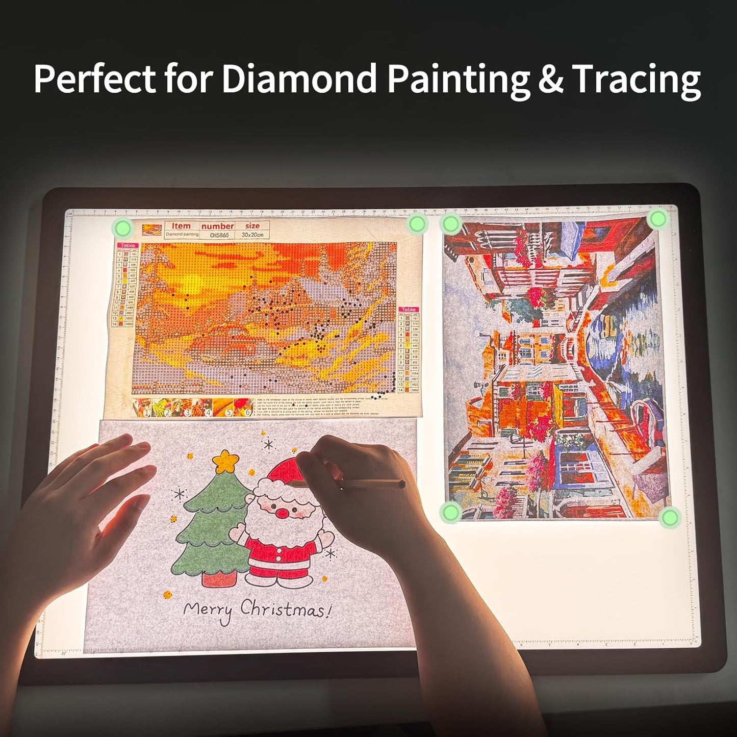 Phylosal Rechargeable A4 LED Light Pad with Built-in Stand, Magnetic Tracing Light Box for Drawing, Diamond Art Light Board with Side Button, Super Bright Light Table for Diamond Painting, Sketching