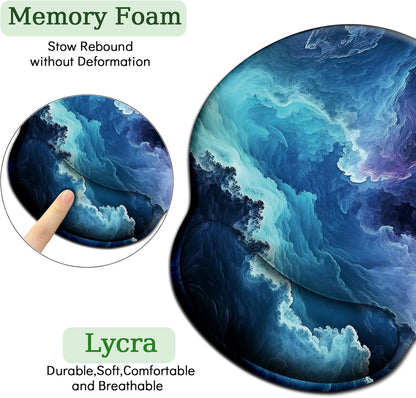 LIMKRIAN Cat Ergonomic Mouse Pad with Wrist Rest, Gaming Mouse Pad with Wrist Support, Funny Mouse Pads for Desk, Computer Mousepad with Non-Slip Pain Relief PU Base, Cute Office Desk Accessories