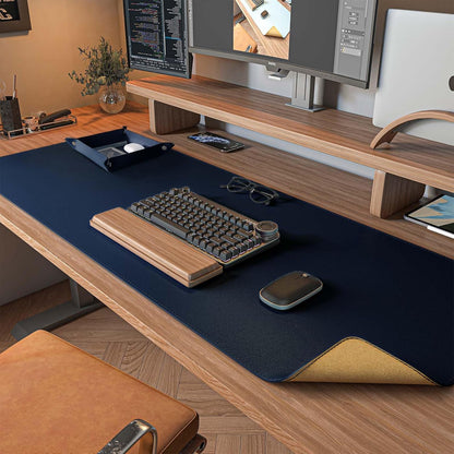 DAWNTREES Dual Sided Desk Mat,Leather Desk Pad,Brown 40"x16",Cork Desk Mat Protector,with PU Leather Valet Tray Organizer,Large Mouse Pad,Desk Writing Pad for Office and Home
