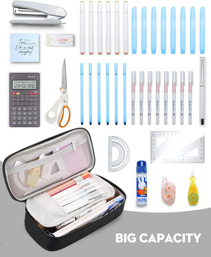 YOKUMA Pencil Case,Large Capacity Pencil Pouch,Aesthetic Zipper Pencil Box, Back to School Supplies for College Student Teen Adults,Travel Essentials,Electronic Cable Organize
