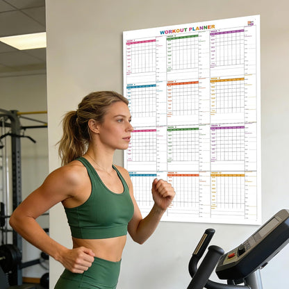 Large Dry Erase Workout Calendar For Wall, 24 X 36 Inch Reusable 12 Week Weight Loss Tracker Chart, Lightweight Gym Whiteboard Poster For Tracking Exercise, Body's Measurement & Circumference