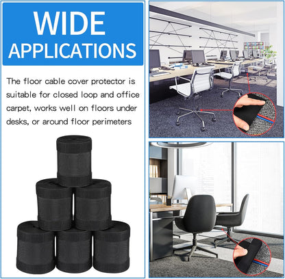 WILLBOND Carpet Cord Cover Cable Protector Floor Cover Cable Protector Management Only for Commercial Office Carpet(19.69 ft,Black)