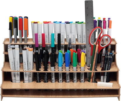 HG Art Concepts Mezzo Artist Drawing Rack - Wood Grain Laminate Multi Layer Desk Stand Professional Storage Display Organizer for Pens, Pencils, Drafting and all other Drawing Tools