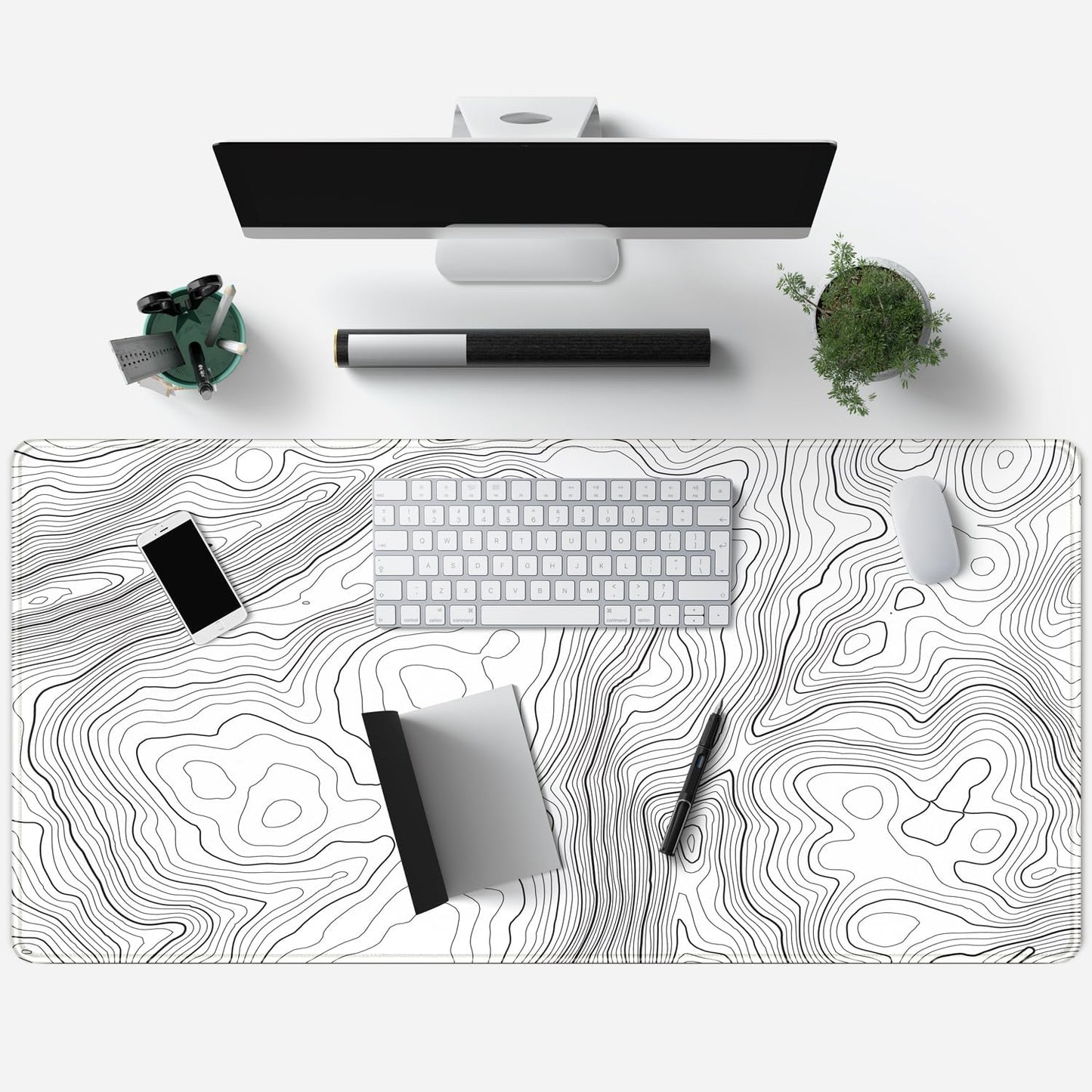 World Map Desk Mat Historical World Map Desk Pad Extra Large Computer Mouse Pad XL Black Topographic Mousepad Keyboard Pad for Desk Gaming Computer Laptop Office Non-Slip Desk Pad 31.5x11.8 in