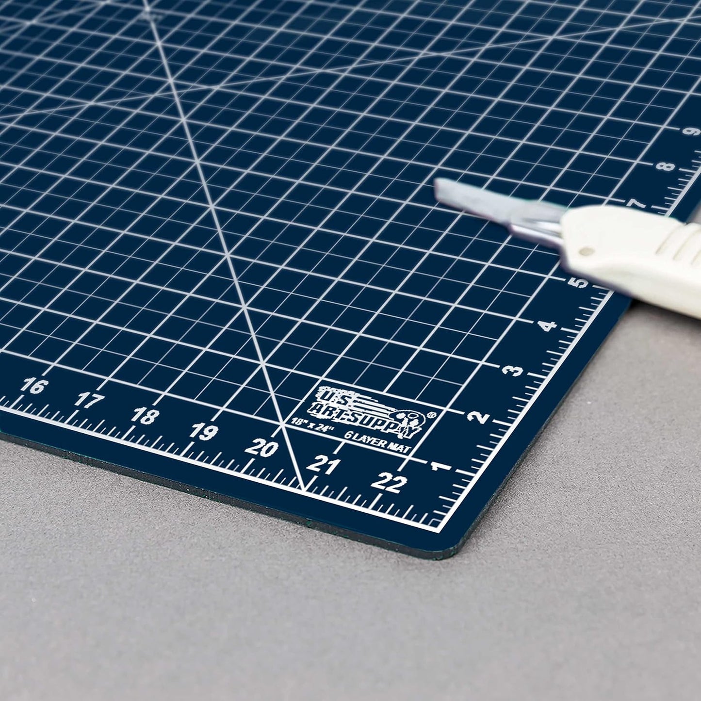 U.S. Art Supply 18" x 24" Self-Healing Cutting Mat 5-Ply - Double-Sided Pink/Blue Craft Mat, Non-Slip Cutting Mats for Crafts, Sewing, Quilting, Scrapbooking
