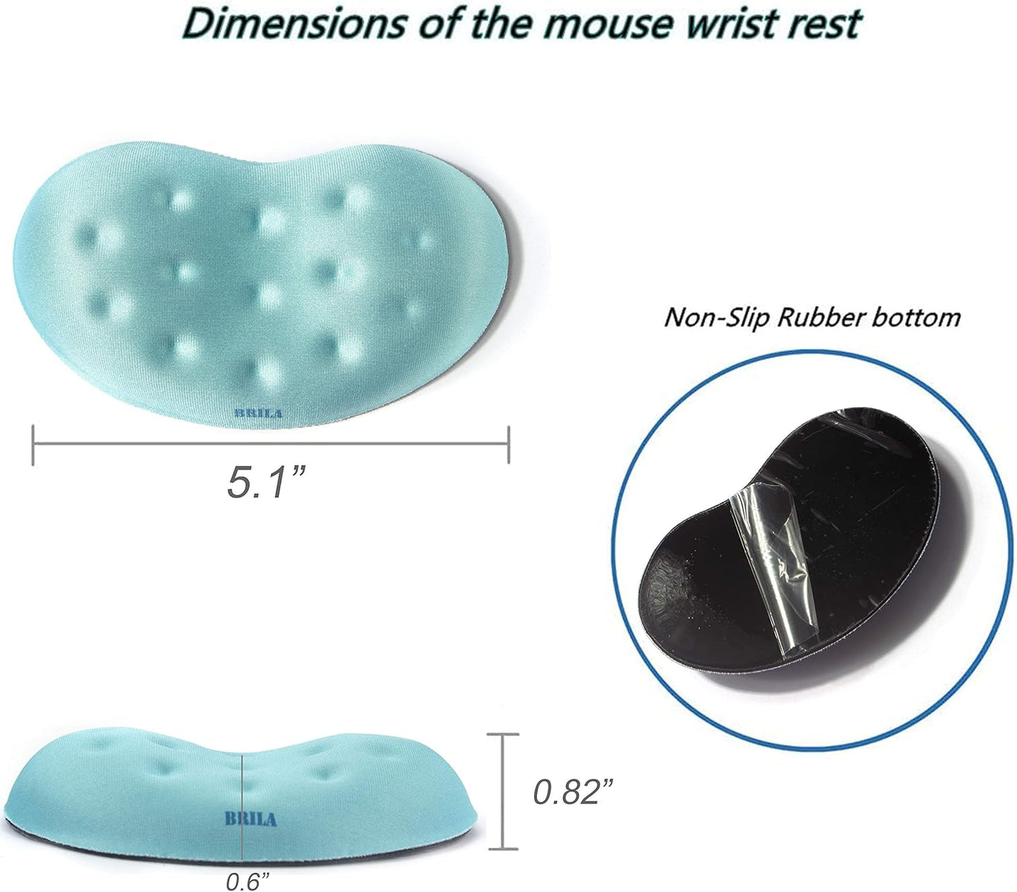 BRILA Ergonomic Memory Foam Mouse Wrist Rest Support Pad Cushion for Computer, Laptop, Office Work, PC Gaming - Massage Holes Design - Wrist Pain Relief (Black Mouse Wrist Rest)