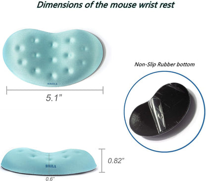 BRILA Ergonomic Memory Foam Mouse Wrist Rest Support Pad Cushion for Computer, Laptop, Office Work, PC Gaming - Massage Holes Design - Wrist Pain Relief (Black Mouse Wrist Rest)