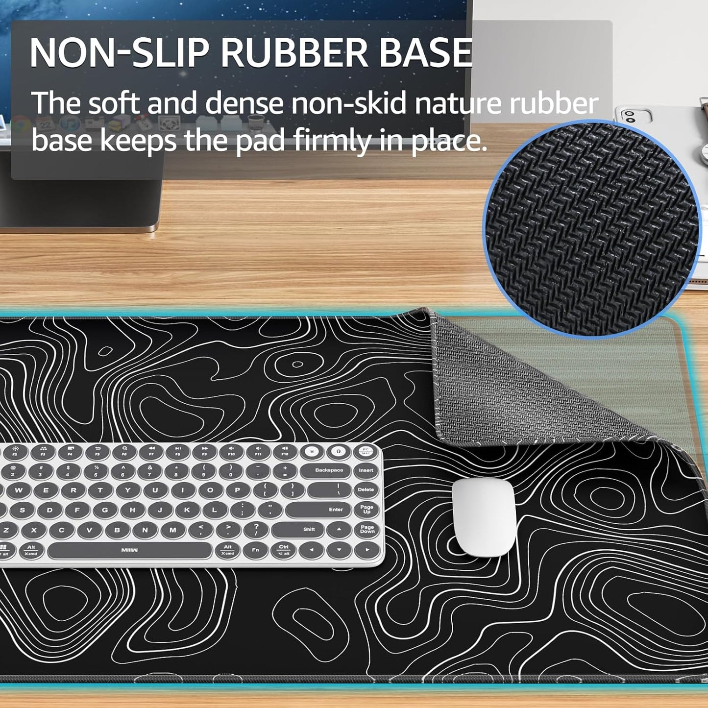 KTRIO Large Gaming Mouse Pad Desk Mat, Superior Micro-Weave Cloth for Precise Mouse Control, Non-Slip Rubber Base, Stitched Edges, Water-Resistant, for Gamer, Office & Home, 31.5" x 11.8" inches