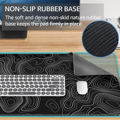 KTRIO Large Gaming Mouse Pad Desk Mat, Superior Micro-Weave Cloth for Precise Mouse Control, Non-Slip Rubber Base, Stitched Edges, Water-Resistant, for Gamer, Office & Home, 31.5" x 11.8" inches