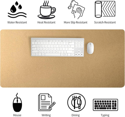 Bloss Leather Desk Pad and Keyboard Wrist Rest, Large Mouse Pad + Keyboard Pad+Mouse Wrist Support, Non-Slip Desk Mat Protector for Office, Home(31.5×15.7 Inches,Beige) - Colors B