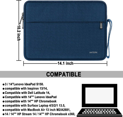 Laptop Sleeve 14 Inch, Water Resistant Traveling Computer Cover with Handle, Shockproof Protective Carrying Laptop Case Compatible for 14 Inch MacBook Air/Pro, HP, Dell, Asus, Lenovo, Black