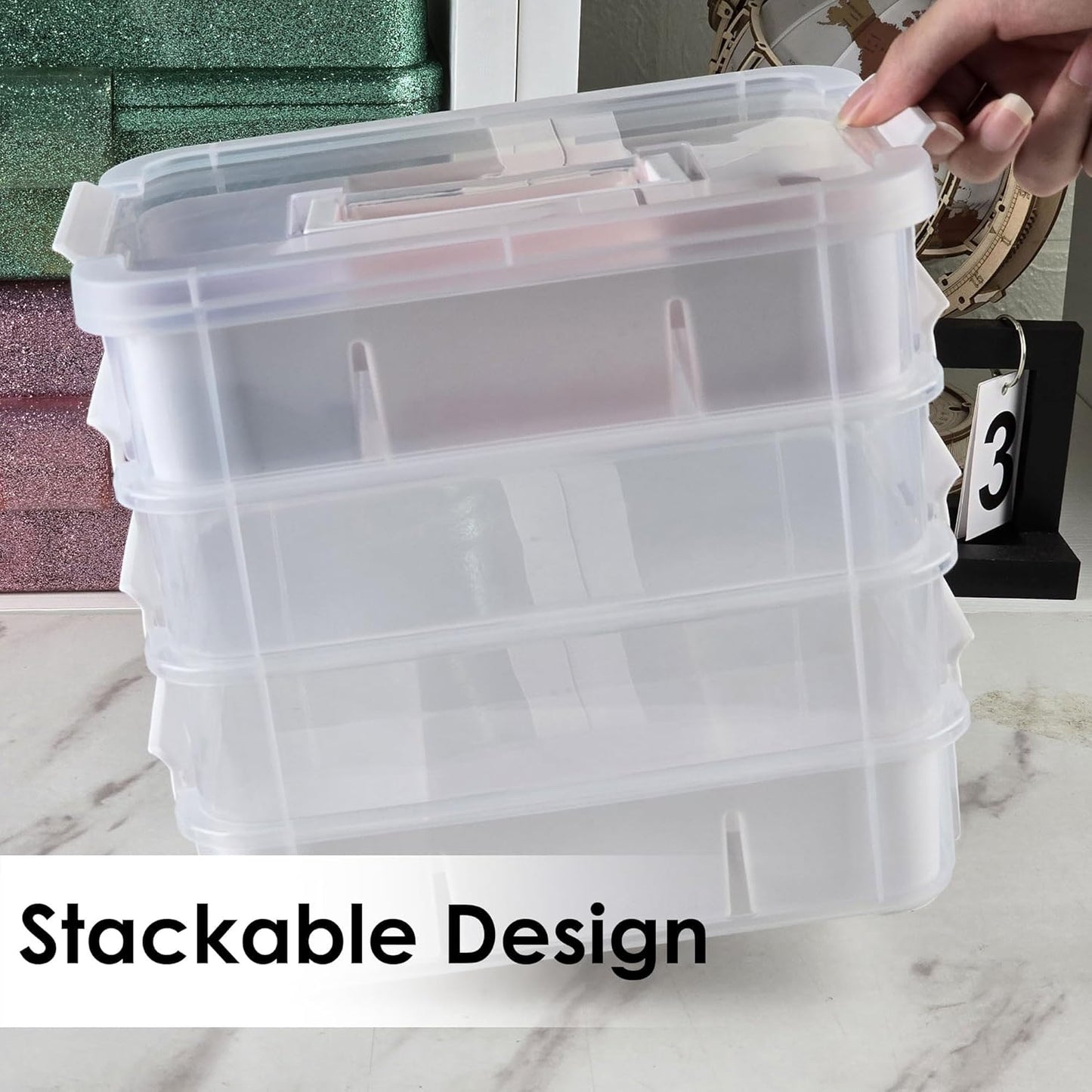 CraftGenes Art Supply Storage Organizer with 2 Removable Trays, 4-Layer 10QT Durable Craft Organizers and Storage for Sewing, Tool, Office Supplies, Art, Craft Supplies