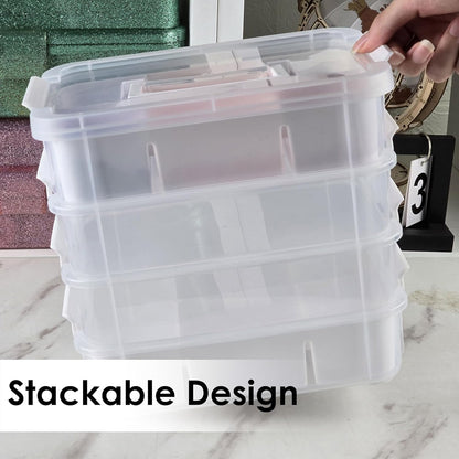 CraftGenes Art Supply Storage Organizer with 2 Removable Trays, 4-Layer 10QT Durable Craft Organizers and Storage for Sewing, Tool, Office Supplies, Art, Craft Supplies