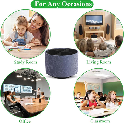 Round Leather Art Supply Organizer,Remote Control Holder,360 Degree Rotating,Multi-Functional Pencil Holder,4 Compartments Desktop Stationary Organizer(1-Fractal Flower) | Round - Colors A
