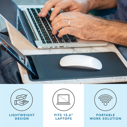 LAPGEAR Home Office Lap Desk - Left-Handed - with Mouse Pad, Device Ledge, and Phone Holder - White Marble - Fits up to 15.6 Inch Laptops - Style No. 91411