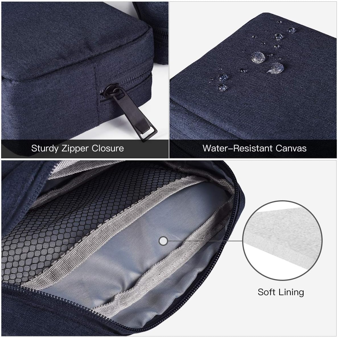 imComor Universal Electronics Accessories Case, 2-Pack Portable Soft Carrying Case Bag Wire Cable Organizer for Hard Drive, Power Adapter, Laptop Mouse, Cosmetics Kit, Small+Big-Black