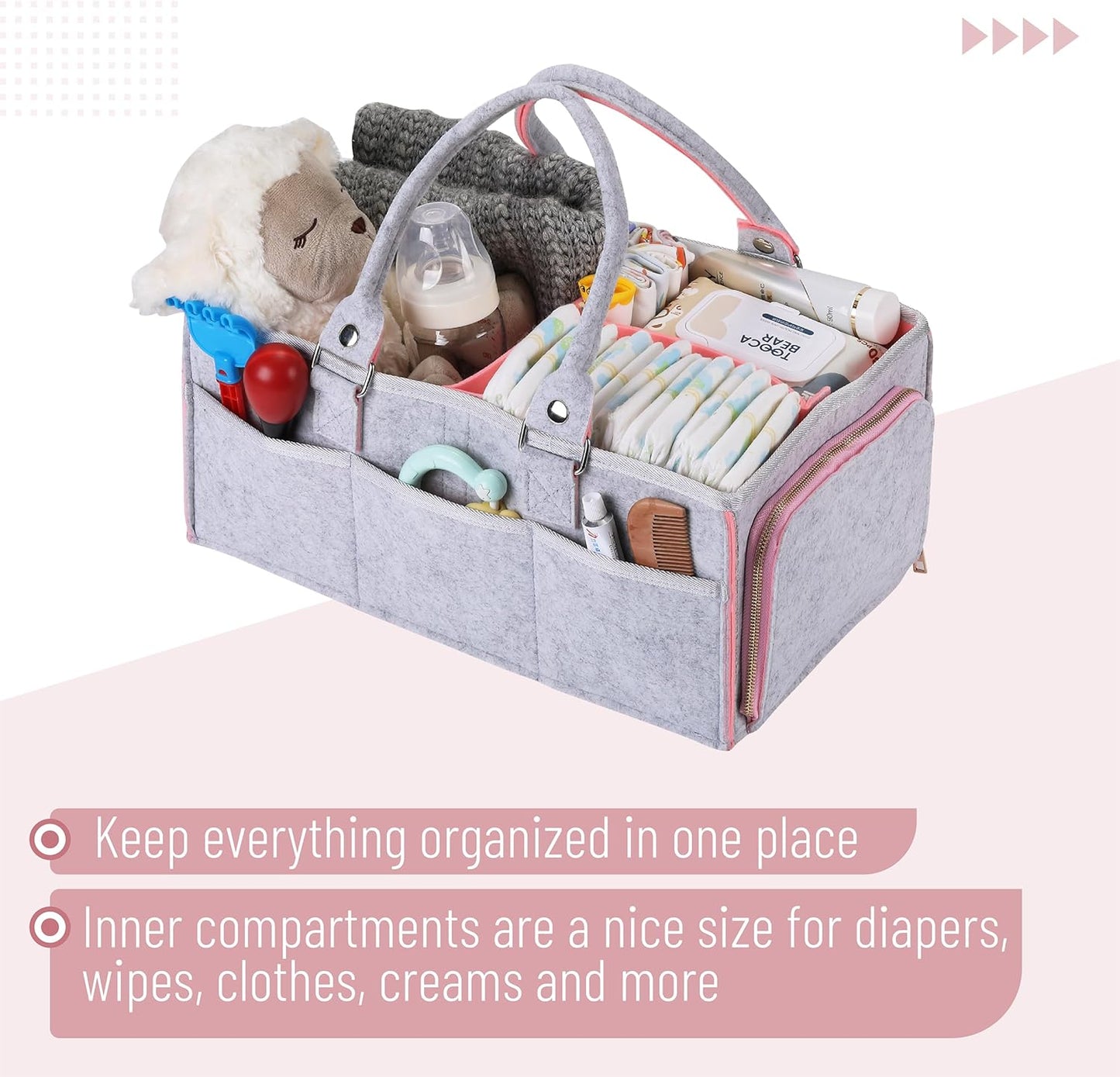 Mr. Pen- Baby Diaper Caddy Organizer, Gray, Medium, Nursery Storage Bin and Car Organizer for Diapers and Baby Wipes