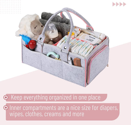 Mr. Pen- Baby Diaper Caddy Organizer, Gray, Medium, Nursery Storage Bin and Car Organizer for Diapers and Baby Wipes