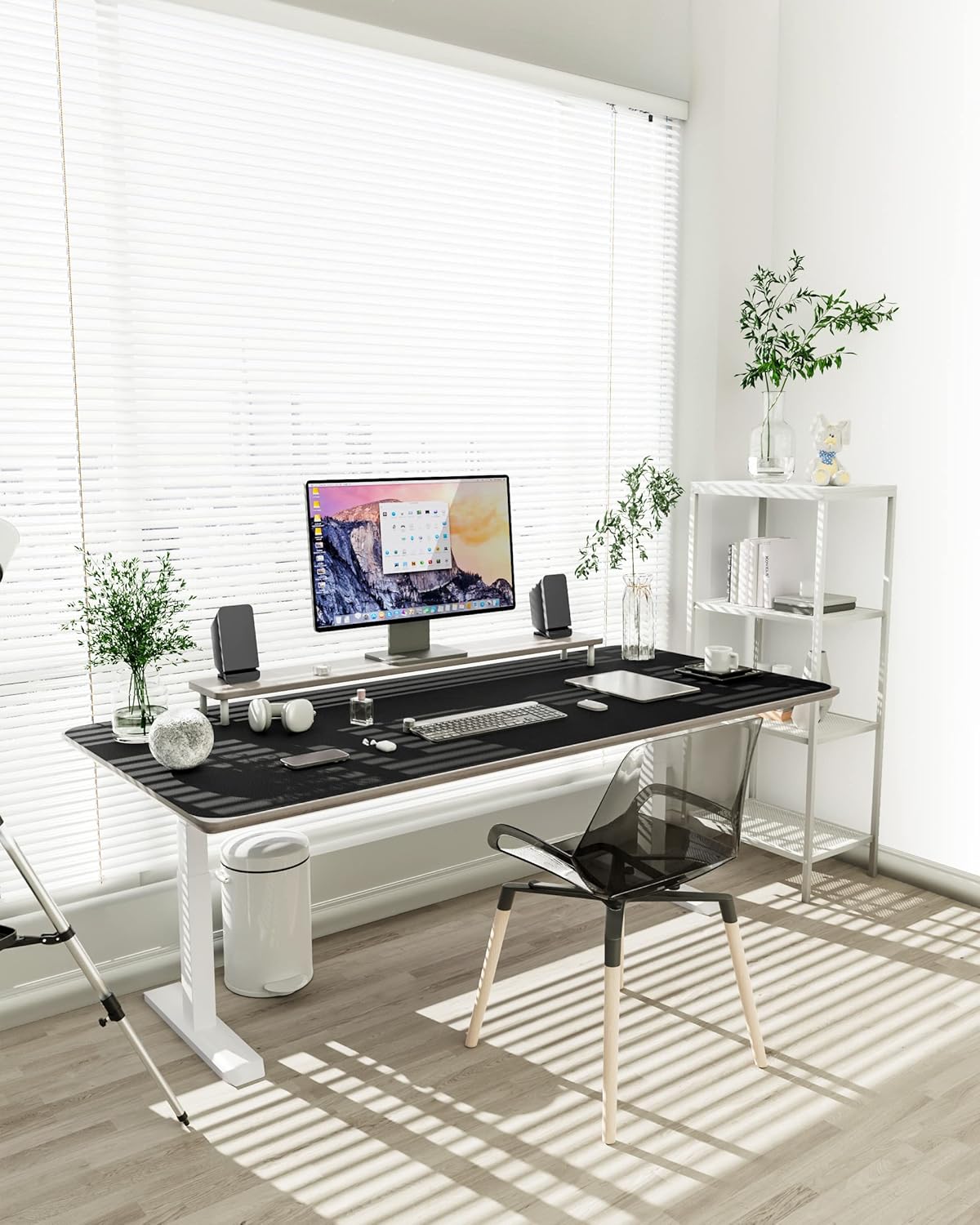 YSAGi Non-Slip Leather Desk Pad, Waterproof Laptop Computer Desk Keyboard Mat, Table Protector Blotter Mat, Large Mouse Pad for Office/Work/Home/Decor(Black, 31.5" x 15.7")