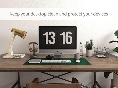 RENMTURE Dual-Sided Mouse Pad, Natural Cork & PU Leather Large Desk Pad for Office and Home Work, Desk Protector Non-Slip, Waterproof, Easy Clean (Olive Green, 32"x16")