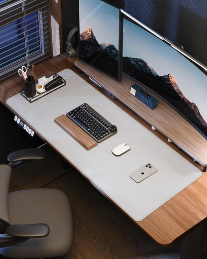 AFIING Desk Pad Protector 23.6" x 13.7" - Non-Slip Waterproof PU Leather Desk Mat for Mouse, Keyboard, Laptop, Office and Home Workspace (Beige)