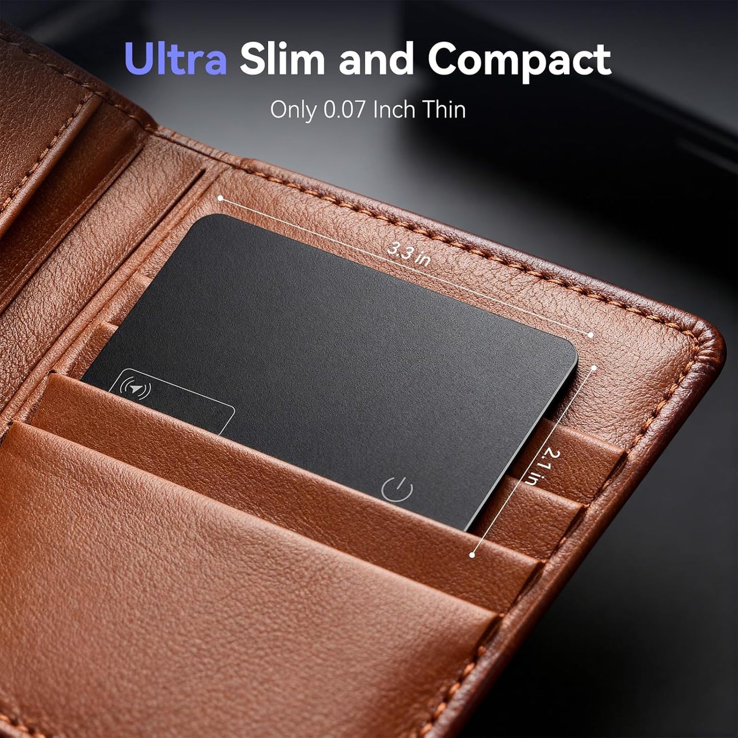 Wallet Tracker Card (Compatible for iOS only), 0.07in Slim Tracking Card, IP68 Waterproof Bluetooth Tracker Compatible with Apple Find My, Wireless Charging Item Locator for Purse, Passports