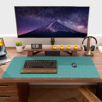 Auhoahsil Felt Desk Mat, Minimalist Large Mouse Pad XXL 35.5 x 15.7 in, Desk Matt for Desktop, Keyboard, Laptop, Computer, Office, Work from Home, Gaming, White