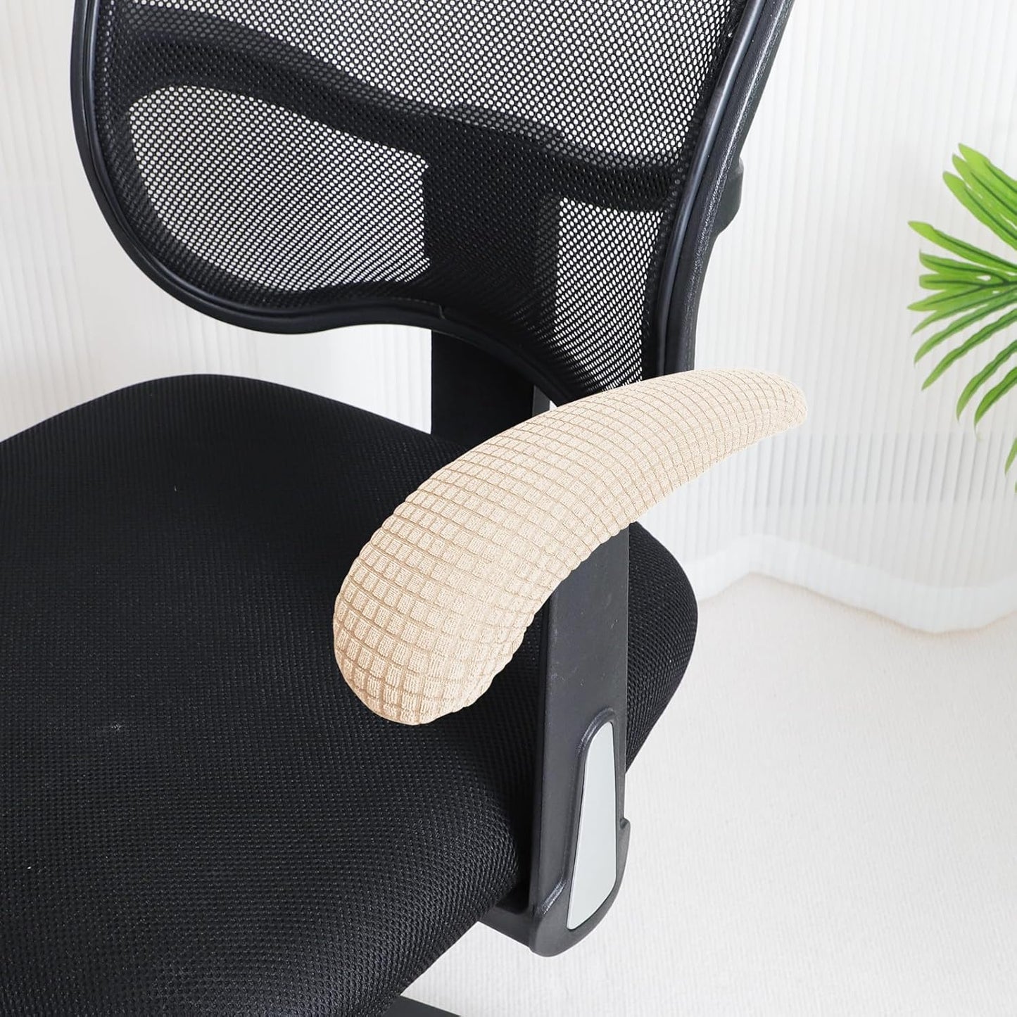 FORCHEER Office Chair Armrest Covers 12-15 Inch Velvet Elastic Black Arm Rest Covers for Desk Computer Chairs Washable