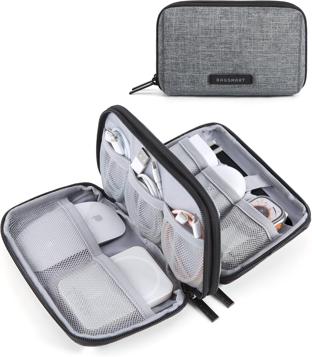 BAGSMART Electronics Organizer Travel Case, Cable Charger Cord Tech Organizer Pouch for Phone Charger Accessories, Black
