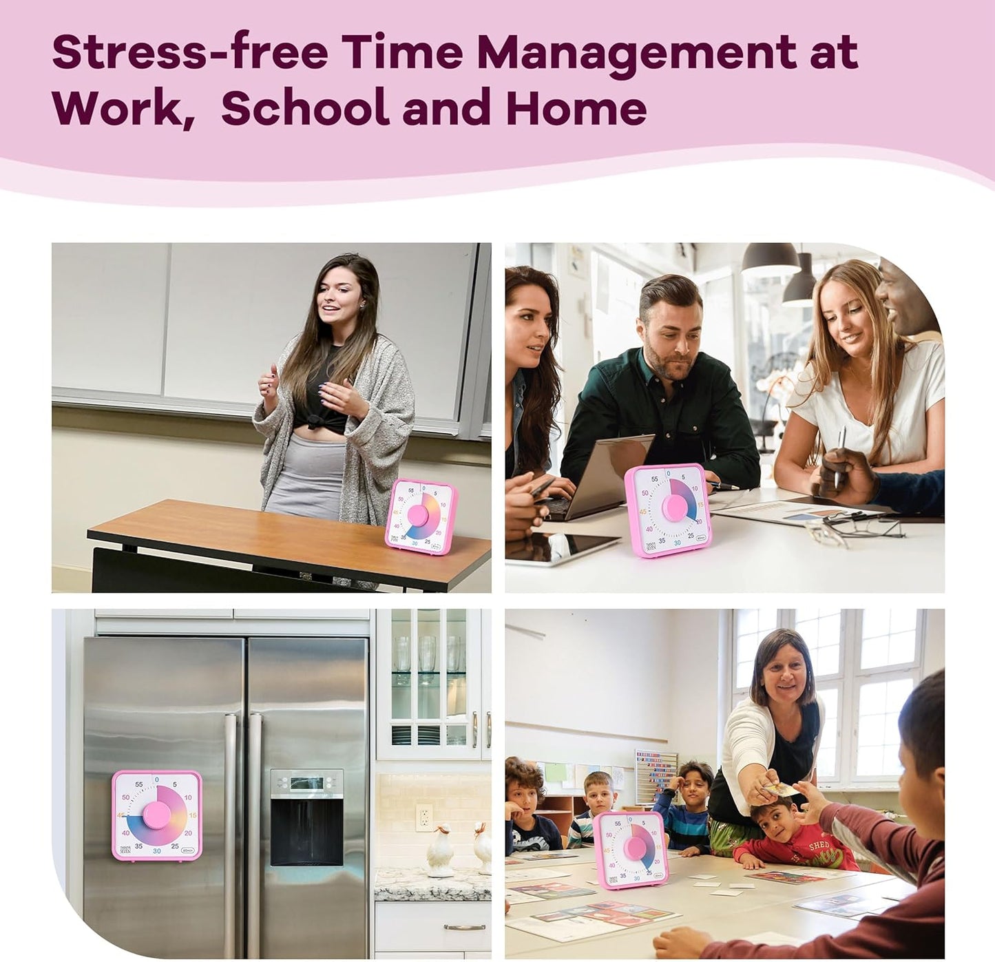 Visual Timer 7.5 inch; 60 Minute 1 Hour Countdown Timer for Kids Classroom Teaching Tool Home Office Meeting, Mechanical Countdown Clock for Exam Time Management Magnetic, Sky Blue with Colorful Disc