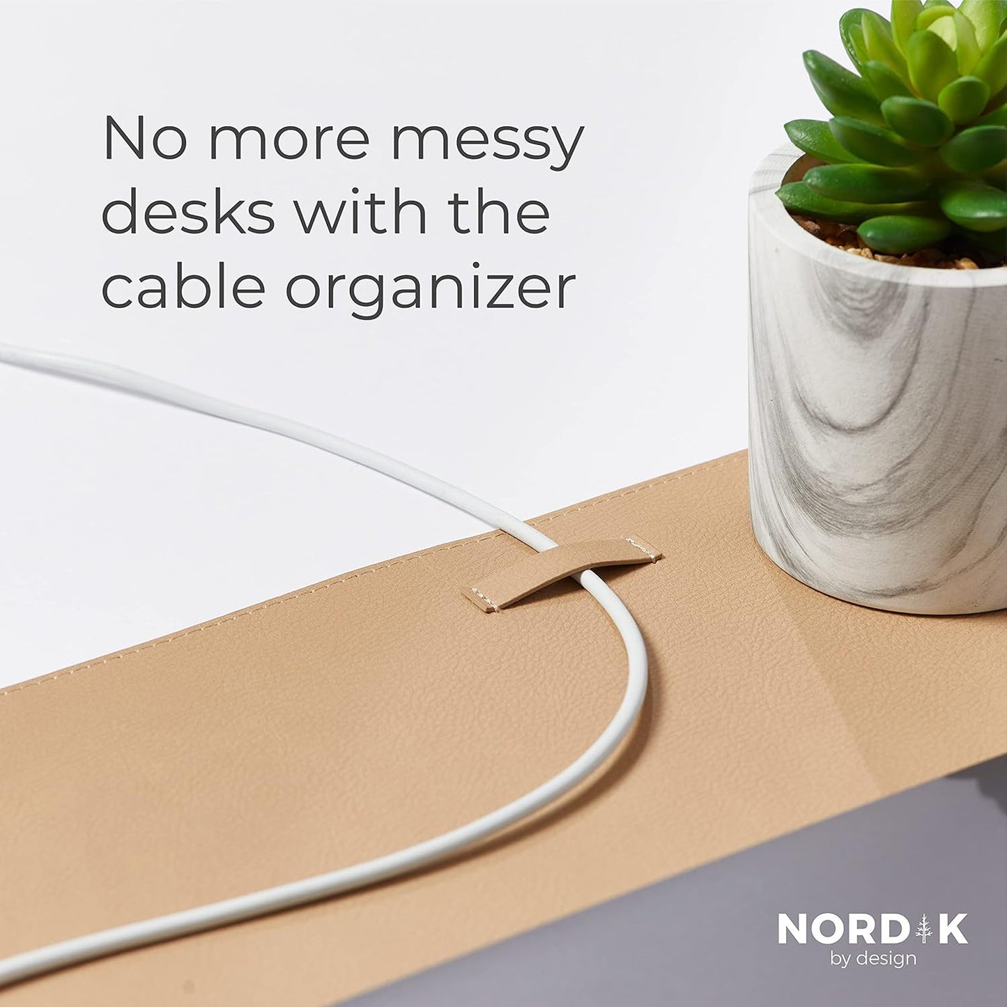 Nordik Leather Desk Mat Cable Organizer - Pebble Black 35 X 17 inch - Premium Mouse Mat - Felt Vegan Leather Desk Pad Protector - Desk Blotter Matt Keyboard - Large Desk Matt for Desktop Computer